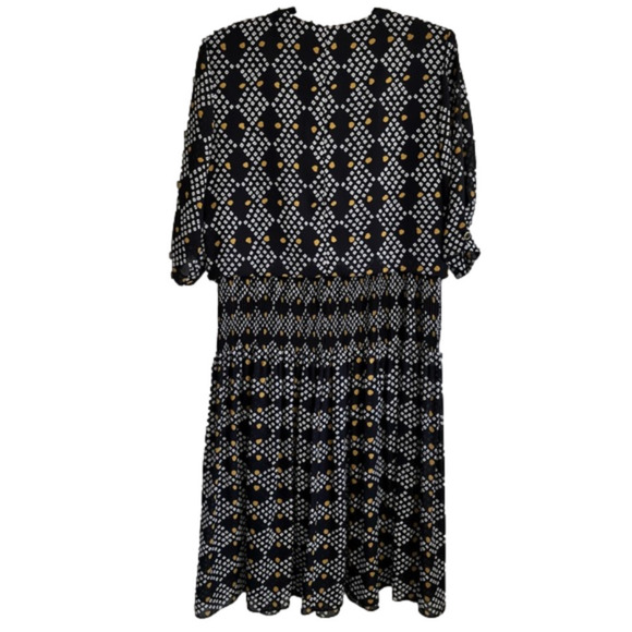 VINTAGE Algo 80’s Chiffon Drop Waist Blouson Midi Dress (XL/1X) - Picture 3 of 15